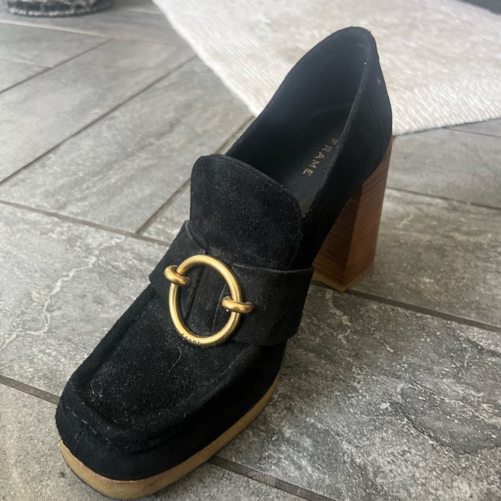 Frame Le Benedict Suede
Leather Chunky Block Heel